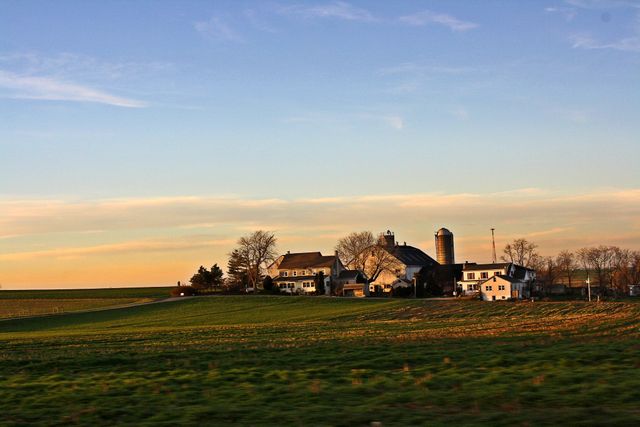 Scenic Rural Farm Landscape at Sunset with Green Fields - Download Free Stock Photos Pikwizard.com