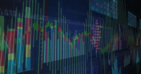 Futuristic Virtual Trading Dashboard with Candlestick Charts