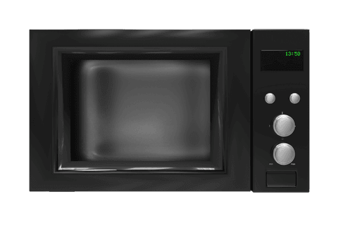 Digital black microwave on transparent background isolated