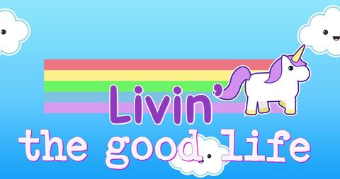 Colorful Motivational Unicorn Illustration for Happy Living - Download Free Stock Images Pikwizard.com