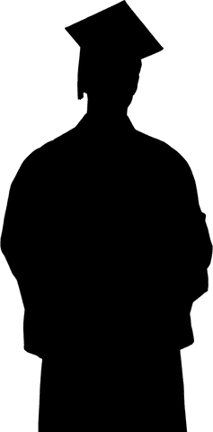 Digital silhouette of male graduate on transparent background