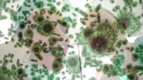 Animated Surgeons with COVID-19 Virus Cells Overlay in Operating Room