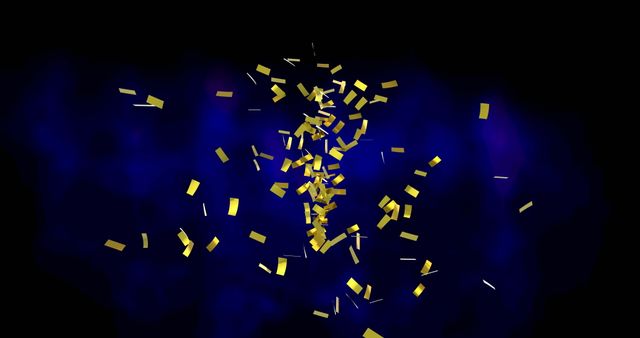 Gold Confetti Floating Over Blue and Black Background - Download Free Stock Images Pikwizard.com