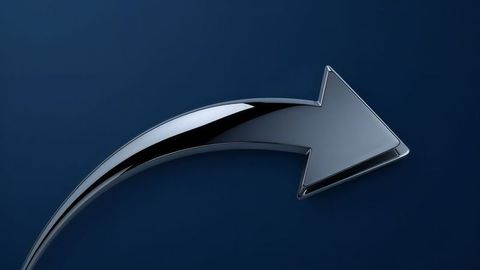 Curved Metallic Arrow Over Digital Blue Background