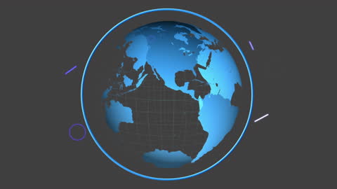 Abstract Geometric Shapes Over Rotating Globe Animation