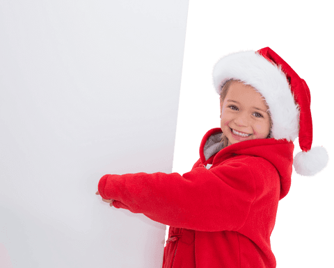 Festive Child in Santa Hat Holding Transparent Poster Board - Download Free Stock Videos Pikwizard.com