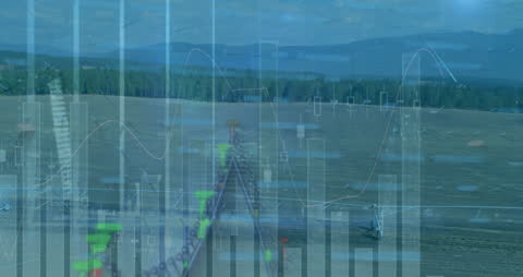 Animation of Data Processing Over Landscape Concept