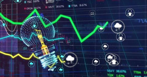 Light Bulb and Cloud Icons With Data Processing Interface - Download Free Stock Images Pikwizard.com