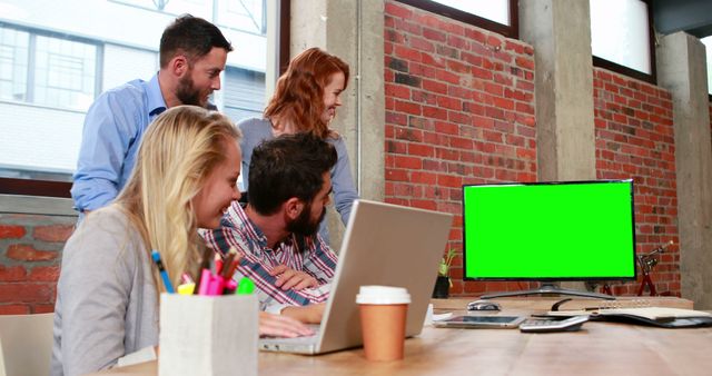 Group of Colleagues Collaborating in Modern Brick Office - Download Free Stock Images Pikwizard.com