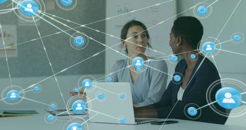 Diverse Business Women Connected in Digital Network Office - Download Free Stock Images Pikwizard.com