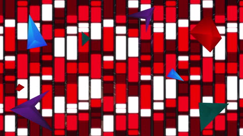 Colorful Geometric Shapes with Abstract Red Background