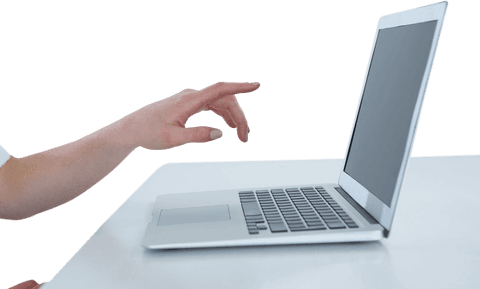 Hand Approaching Laptop on Transparent Background for Technology Communication Concept - Download Free Stock Videos Pikwizard.com