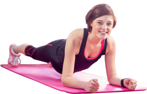 confident woman holding plank pose on pink exercise mat transparent - Download Free Stock Videos Pikwizard.com
