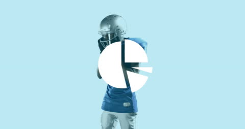 Dynamic Football Player with Animated Geometry on Blue Background