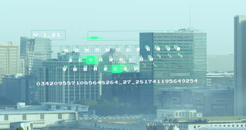 Digital Data Overlay on Urban Cityscape Concept