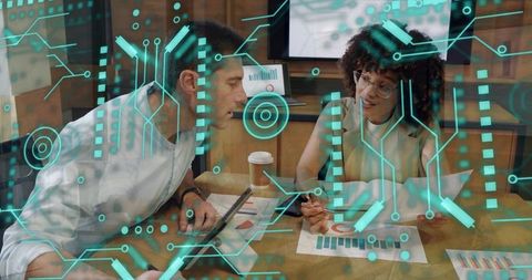 Team Collaboration Data Strategy Meeting with Digital Analytics Overlay