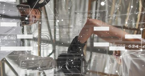 Businessmen Networking with Futuristic Overlay