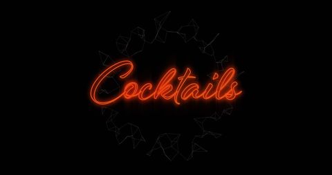 Neon Cocktails Sign Against Black Background