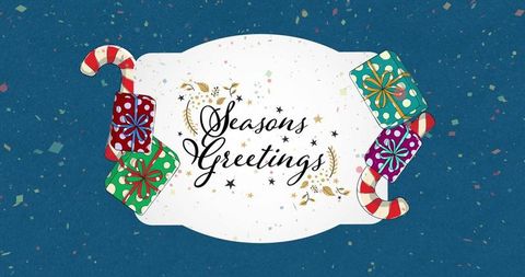 festive holiday greeting card with gifts and candy canes - Download Free Stock Images Pikwizard.com