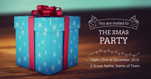 Festive Christmas Party Invitation with Gift Box Design - Download Free Stock Templates Pikwizard.com