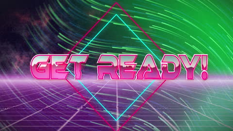 Retro 80s Neon Text with Animated Light Trails