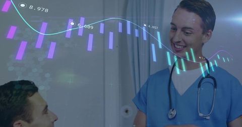 Healthcare professional analyzing digital healthcare data metrics