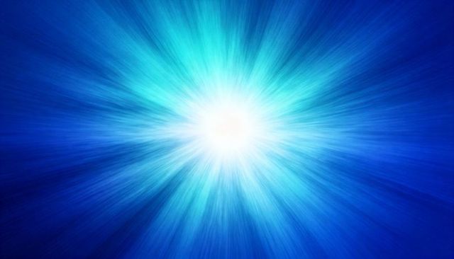 Radiant Blue Burst with White Core, Energy Flare Abstract Background for Technology