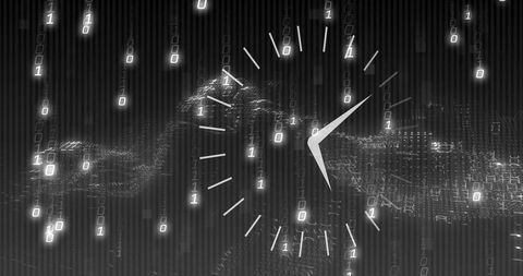 Digital Clock Overlay on Global Data Network with Binary Code - Download Free Stock Images Pikwizard.com
