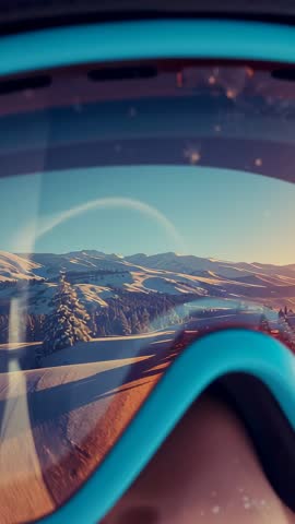 Skier Wearing Goggles Descending Groomed Slope with Snow Swirling | Vertical Skiing Video