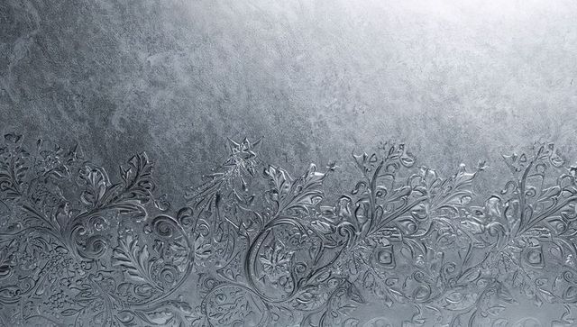 Silver Embossed Floral Scrollwork Panel with Ornate Foliate Relief