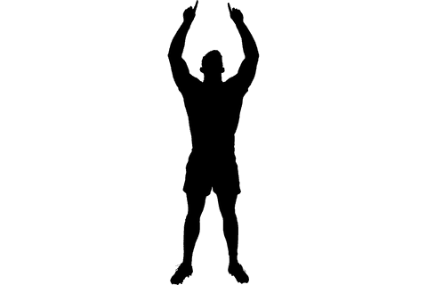 Silhouette of energetic male football player on transparent background