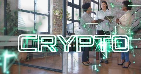 Businesswomen Analyzing Data and Cryptocurrency in Office