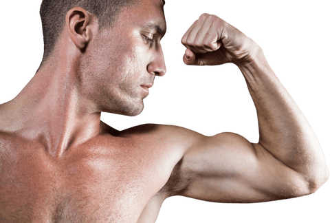 Transparent Muscular Man Flexing Bicep in Profile - Download Free Stock Videos Pikwizard.com