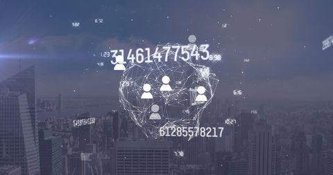 Digital Networking Overlayed on Cityscape with Data Processing - Download Free Stock Images Pikwizard.com