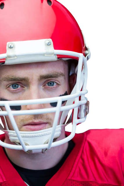 Focused American Football Player In Red Helmet And Uniform, Transparent Background - Download Free Stock Videos Pikwizard.com