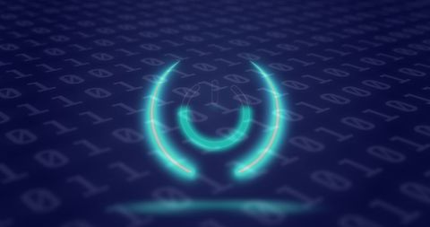 Neon Power Symbol on Binary Digital Screen Background - Download Free Stock Images Pikwizard.com