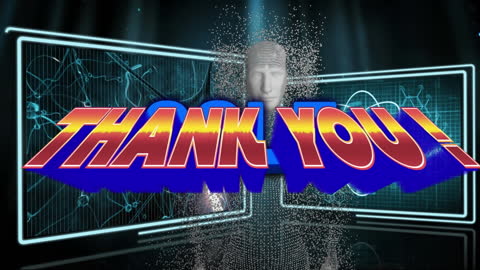 Thank You Graphic with Digital Technology Theme