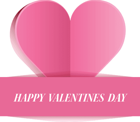Valentine's Day Pink Heart Celebration on Transparent Background