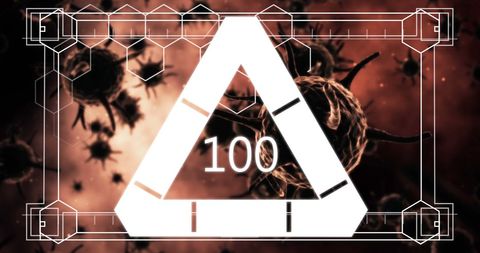 Geometric Triangle Overlay with COVID-19 Virus Cells