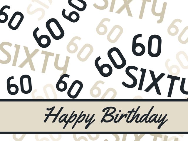 Celebratory 60th Birthday Card Template with Festive Design - Download Free Stock Templates Pikwizard.com