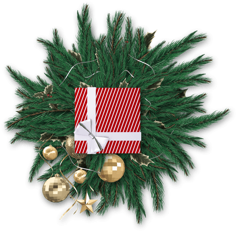 Transparent Christmas Wreath with Red Gift and Golden Ornaments - Download Free Stock Videos Pikwizard.com
