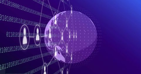 Globe with Binary Code and Digital Interface on Purple Background - Download Free Stock Images Pikwizard.com