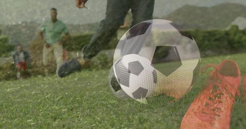 Kicking Soccer Ball for Outdoor Recreation