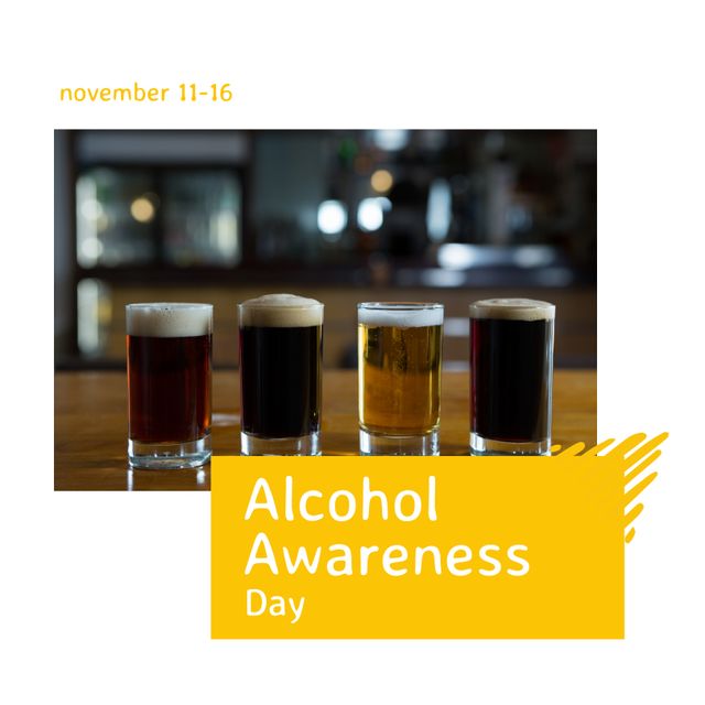 Alcohol Awareness Day Event Poster with Beer Glasses - Download Free Stock Templates Pikwizard.com