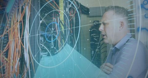 Technician Analyzing Network Server Through Digital Interface - Download Free Stock Images Pikwizard.com