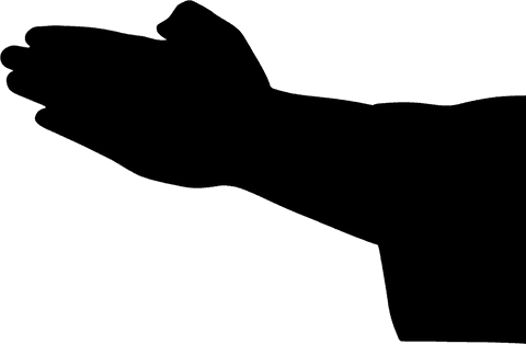 Silhouette outstretched hand on transparent background