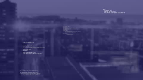 Digital Data Processing Overlay on Urban Landscape
