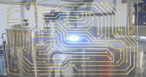 innovative technology in industrial refinery with circuit overlay - Download Free Stock Images Pikwizard.com