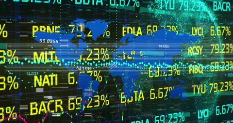 Global Stock Market Animation with World Map Overlay