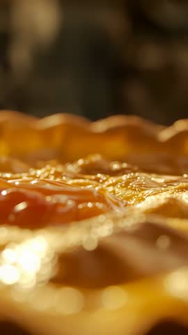 Vertical video frying egg bubbling and crisping in cast-iron pan creating golden crispy edges